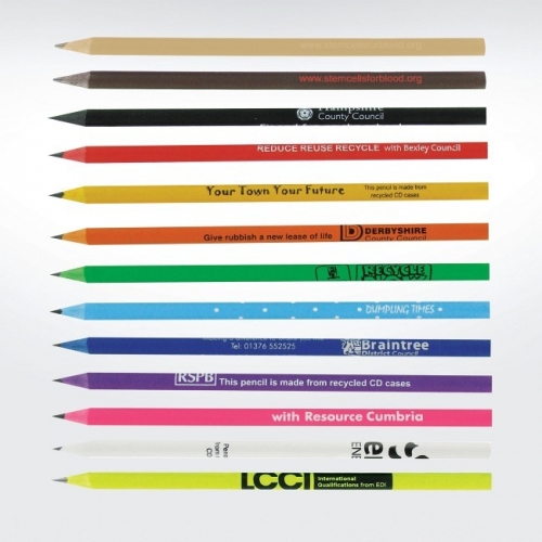 Recycled CD Case Pencils